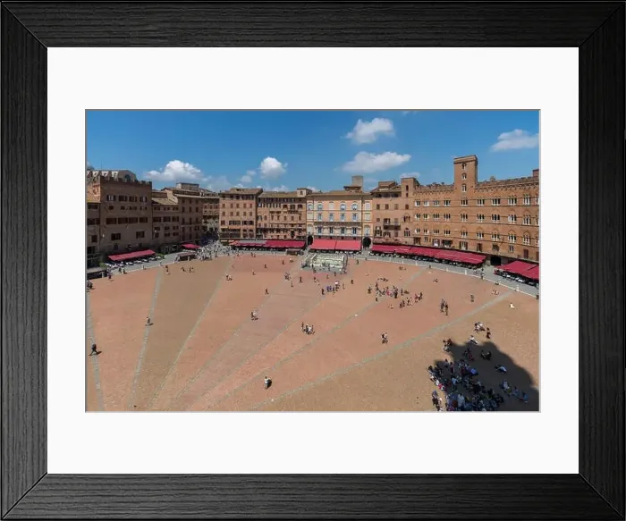 Framed Print : Aerial view of the cityscapes in Siena, Piazza del Campo in Siena city center