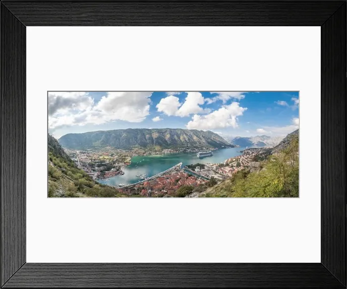 Framed Print : Stock photo of aerial view of Kotor Bay, Montenegro. Travel concept Framed Print : Stock photo of aerial view of Kotor Bay, Montenegro. Travel concept