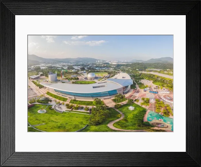 Framed Print : 08.29.2019 Seoul, Korea: Aerial view of Seoul Skipia Museum of Science, South korea. Aerial panorama view from drone