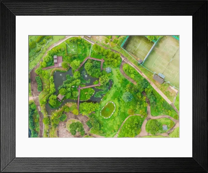 Framed Print : Top view of the park with paths top view Framed Print : Top view of the park with paths top view