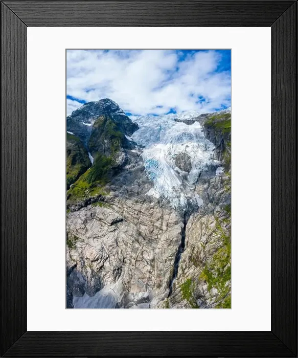 Framed Print : Aerial by drone of Boyabreen Glacier in summer Framed Print : Aerial by drone of Boyabreen Glacier in summer