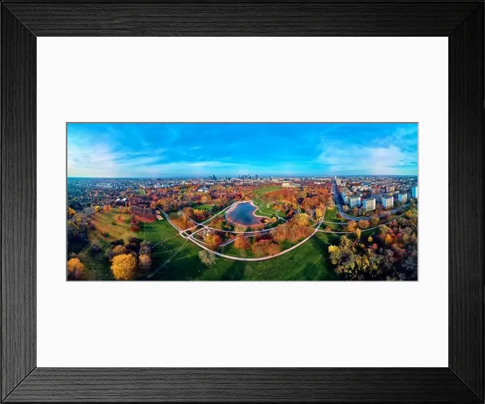 Framed Print : A beautiful panoramic view of the sunset in a fabulous November autumn evening at sunset from drone at Pola Mokotowskie Framed Print : A beautiful panoramic view of the sunset in a fabulous November autumn evening at sunset from drone at Pola Mokotowskie