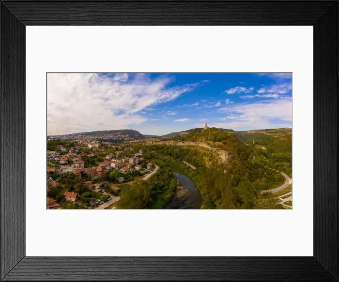 Framed Print : Tsarevets Fortress in Veliko Tarnovo, Bulgaria. Aerial drone footage Framed Print : Tsarevets Fortress in Veliko Tarnovo, Bulgaria. Aerial drone footage