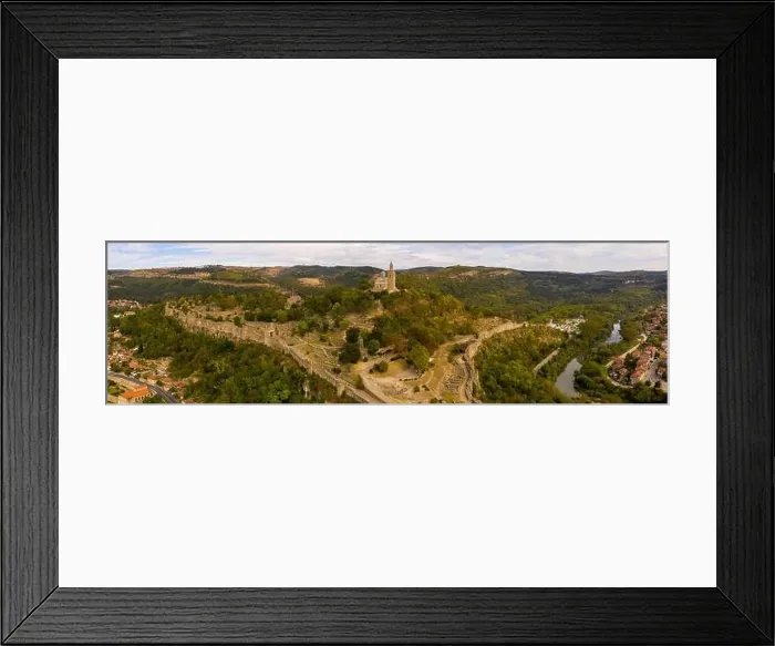 Framed Print : Tsarevets Fortress in Veliko Tarnovo, Bulgaria. Drone panoramic shot