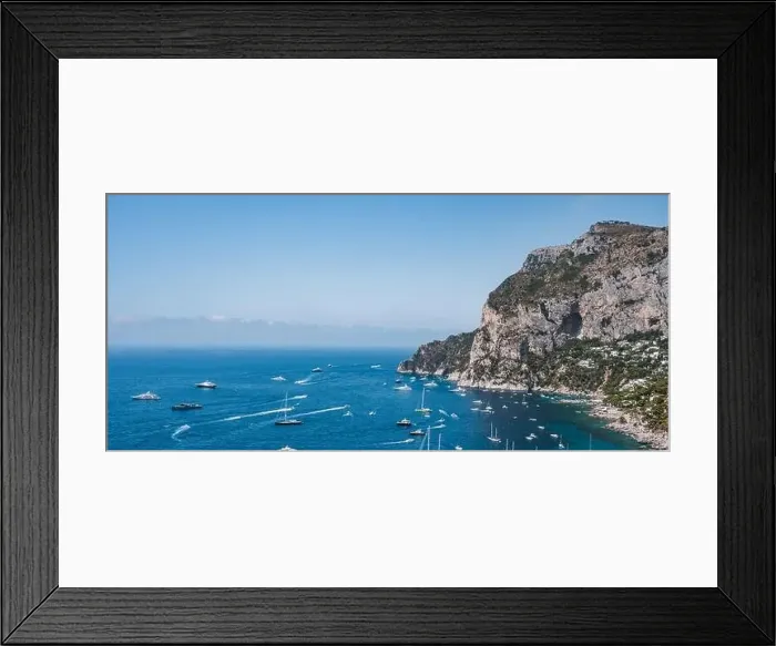 Framed Print : Panoramic view of south Capri Island crag coastline in summer time Framed Print : Panoramic view of south Capri Island crag coastline in summer time