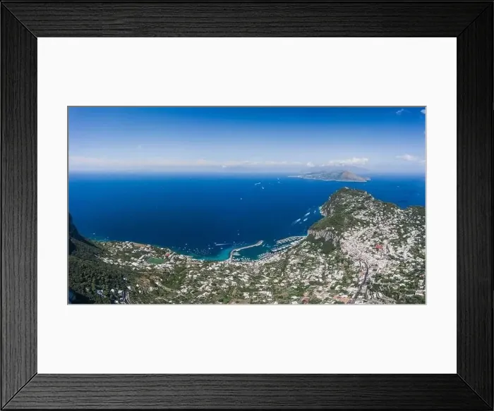 Framed Print : Aerial drone panoramic view of east Capri island and Marina Grande Harbour Framed Print : Aerial drone panoramic view of east Capri island and Marina Grande Harbour