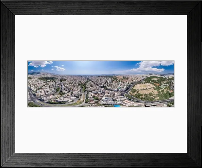 Framed Print : Aerial panoramic drone shot of Athens center with Oplymion Site, Lycabettus hill, acropolis Framed Print : Aerial panoramic drone shot of Athens center with Oplymion Site, Lycabettus hill, acropolis