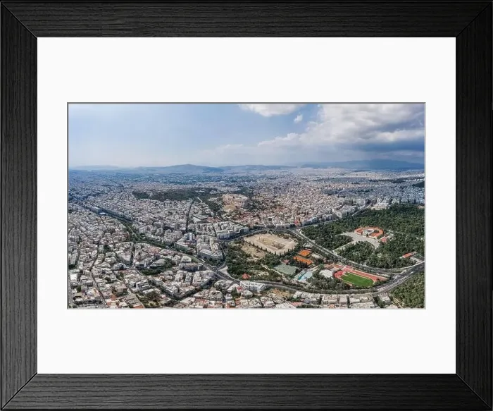 Framed Print : Aerial panoramic drone shot of Acropolis of Athens, Zeus Olympion temple ruins, museum and Zappeion Hall Framed Print : Aerial panoramic drone shot of Acropolis of Athens, Zeus Olympion temple ruins, museum and Zappeion Hall