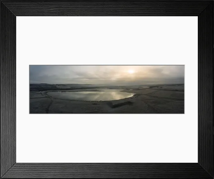 Framed Print : Beautiful aerial panoramic of frozen Lakes and misty morning winter sunrise Framed Print : Beautiful aerial panoramic of frozen Lakes and misty morning winter sunrise