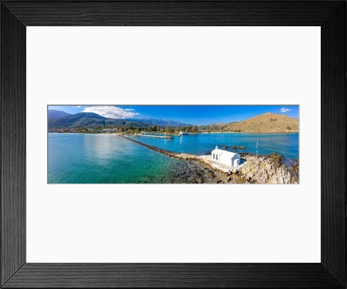 Framed Print : Small white church Saint Nikolaos in the sea, Georgioupoli, Crete, Greece Framed Print : Small white church Saint Nikolaos in the sea, Georgioupoli, Crete, Greece