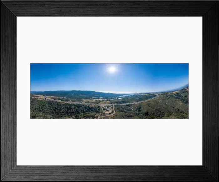 Framed Print : Aerial view of highway 280 early morning traffic surrounded by mountains vista point Framed Print : Aerial view of highway 280 early morning traffic surrounded by mountains vista point