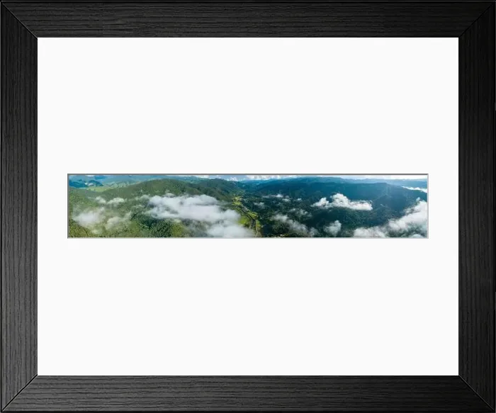 Framed Print : Aerial bird eye view panorama stunning landscape of mountain under sunlight in mist Framed Print : Aerial bird eye view panorama stunning landscape of mountain under sunlight in mist