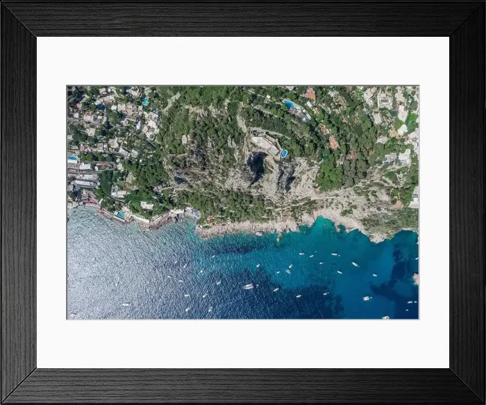 Framed Print : Aerial overhead drone shot of Aerial overhead drone shot of mountain top villa with pool above big mountain hole cave Framed Print : Aerial overhead drone shot of Aerial overhead drone shot of mountain top villa with pool above big mountain hole cave