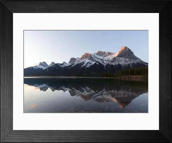 Framed Print : Canmore Lake Mountain Sunrise Reflection in Autumn Framed Print : Canmore Lake Mountain Sunrise Reflection in Autumn