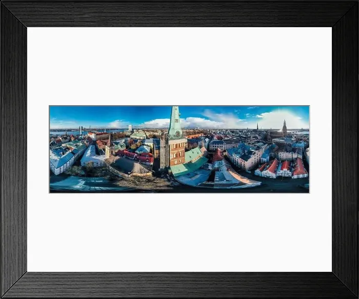 Framed Print : Riga City Church in Old Town, Historical Monument, drone 360 vr Panorama Framed Print : Riga City Church in Old Town, Historical Monument, drone 360 vr Panorama