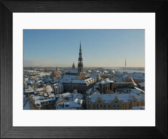 Framed Print : Riga City St.Peter Church, Down town Cathedral winter day Framed Print : Riga City St.Peter Church, Down town Cathedral winter day