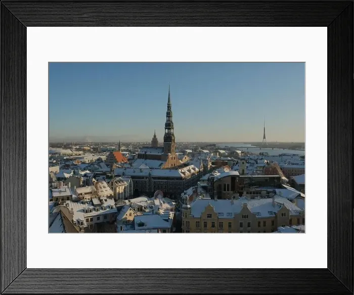 Framed Print : Riga City St.Peter Church, Down town Cathedral winter day Framed Print : Riga City St.Peter Church, Down town Cathedral winter day