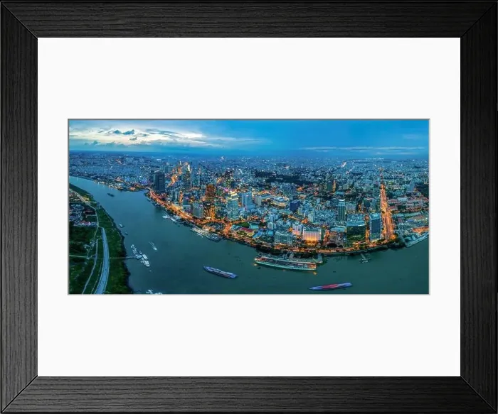 Framed Print : Panorama view of night cityscape in Ho Chi Minh city
