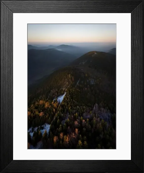 Framed Print : majestic sunset in the winter mountains landscape Framed Print : majestic sunset in the winter mountains landscape