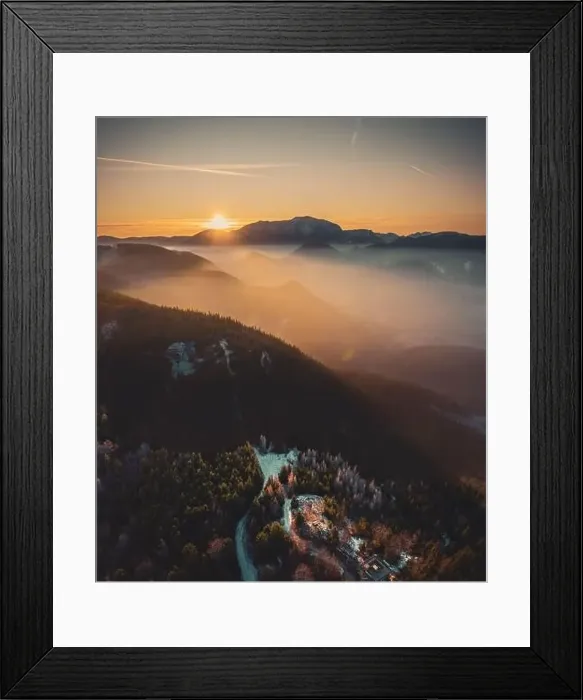 Framed Print : majestic sunset in the winter mountains landscape Framed Print : majestic sunset in the winter mountains landscape