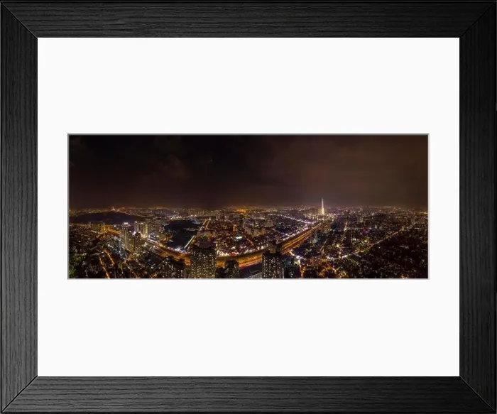 Framed Print : Drone panorama of Ho Chi Minh City at night from Thao Dien showing the suburban sprawl of the city Framed Print : Drone panorama of Ho Chi Minh City at night from Thao Dien showing the suburban sprawl of the city