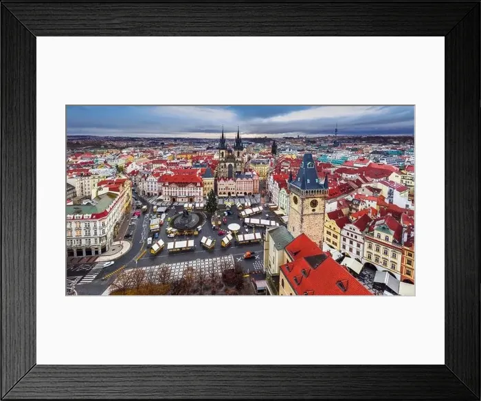 Framed Print : Prague, Czech Republic - Aerial high resolution panoramic view of the Old Town Square at Christmas time with Old Town Framed Print : Prague, Czech Republic - Aerial high resolution panoramic view of the Old Town Square at Christmas time with Old Town