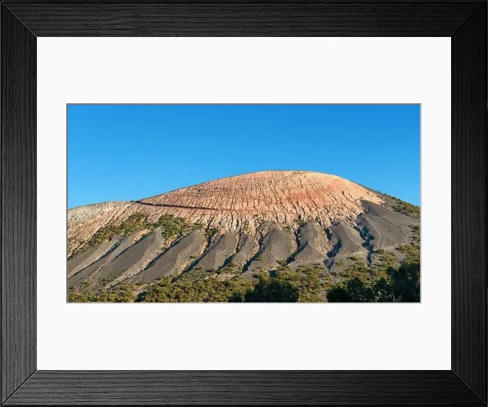 Framed Print : volcanic structure of the vulcano mountain on blue sky background, aeolian islands, italy Framed Print : volcanic structure of the vulcano mountain on blue sky background, aeolian islands, italy
