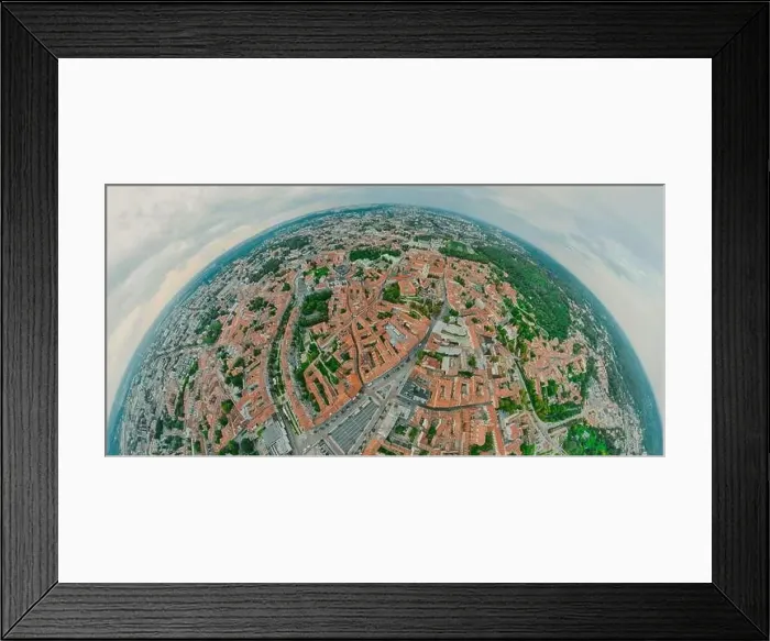 Framed Print : Vilnius Old town, the historic center of Lithuania, European city. 360 VR panorama Framed Print : Vilnius Old town, the historic center of Lithuania, European city. 360 VR panorama
