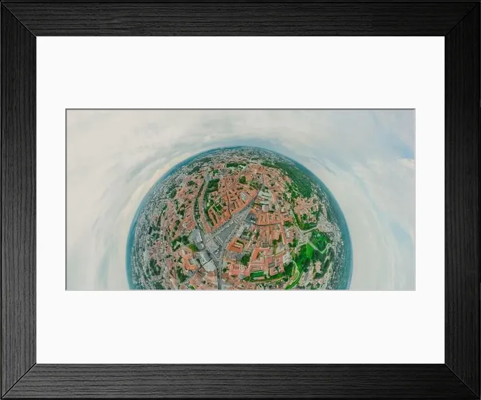 Framed Print : Vilnius Old town, the historic center of Lithuania, European city. 360 VR panorama Framed Print : Vilnius Old town, the historic center of Lithuania, European city. 360 VR panorama