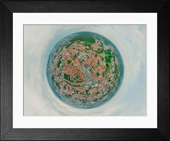 Framed Print : Vilnius Old town, the historic center of Lithuania, European city. 360 VR panorama Framed Print : Vilnius Old town, the historic center of Lithuania, European city. 360 VR panorama