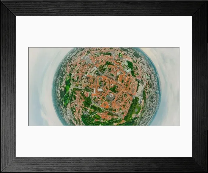 Framed Print : Vilnius Old town, the historic center of Lithuania, European city. 360 VR panorama Framed Print : Vilnius Old town, the historic center of Lithuania, European city. 360 VR panorama