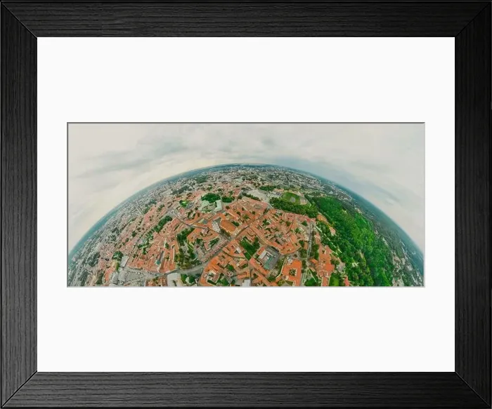 Framed Print : Vilnius Old town, the historic center of Lithuania, European city. 360 VR panorama Framed Print : Vilnius Old town, the historic center of Lithuania, European city. 360 VR panorama