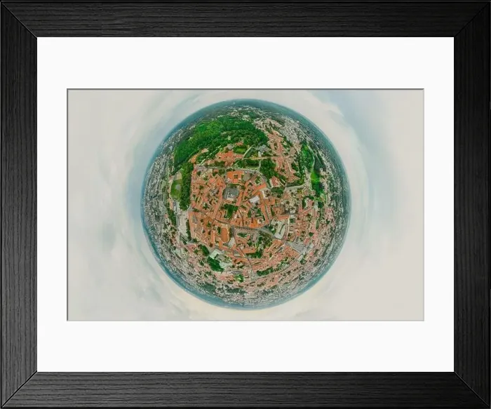 Framed Print : Vilnius Old town, the historic center of Lithuania, European city. 360 VR panorama Framed Print : Vilnius Old town, the historic center of Lithuania, European city. 360 VR panorama