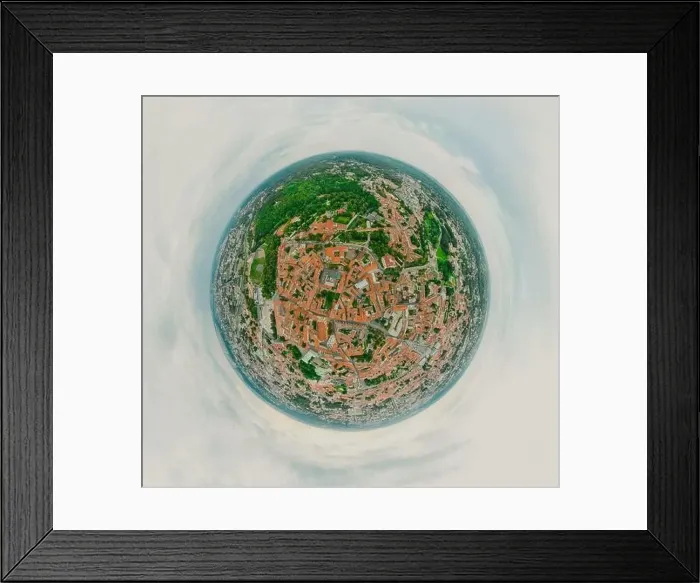 Framed Print : Vilnius Old town, the historic center of Lithuania, European city. 360 VR panorama Framed Print : Vilnius Old town, the historic center of Lithuania, European city. 360 VR panorama