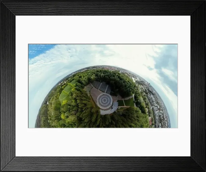 Framed Print : Park on the hill in Vilnius city, the historic center of Lithuania, European city. 360 VR panorama