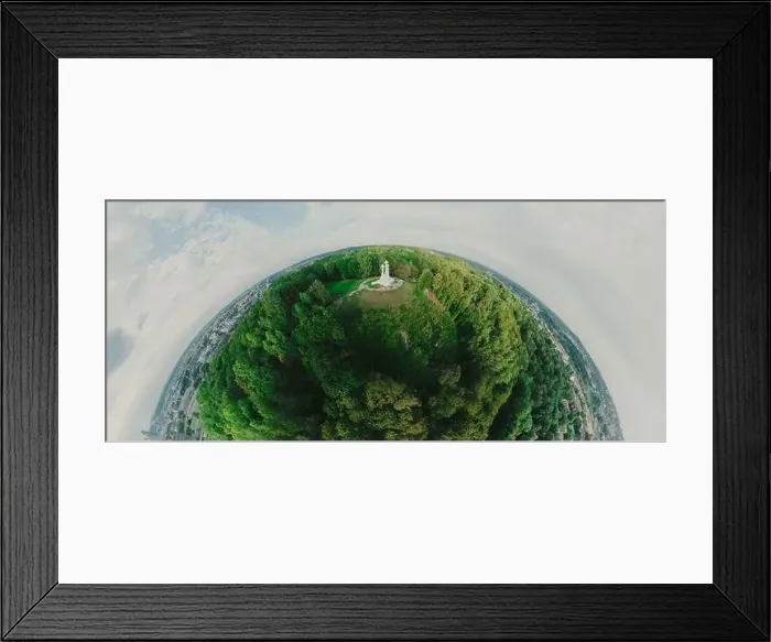 Framed Print : Park on the hill in Vilnius city, the historic center of Lithuania, European city. 360 VR panorama