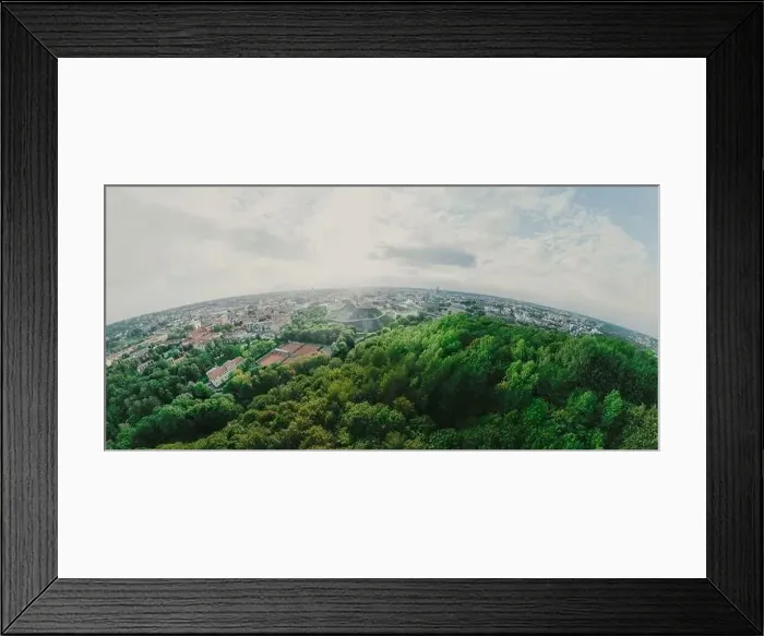 Framed Print : Park on the hill in Vilnius city, the historic center of Lithuania, European city. 360 VR panorama