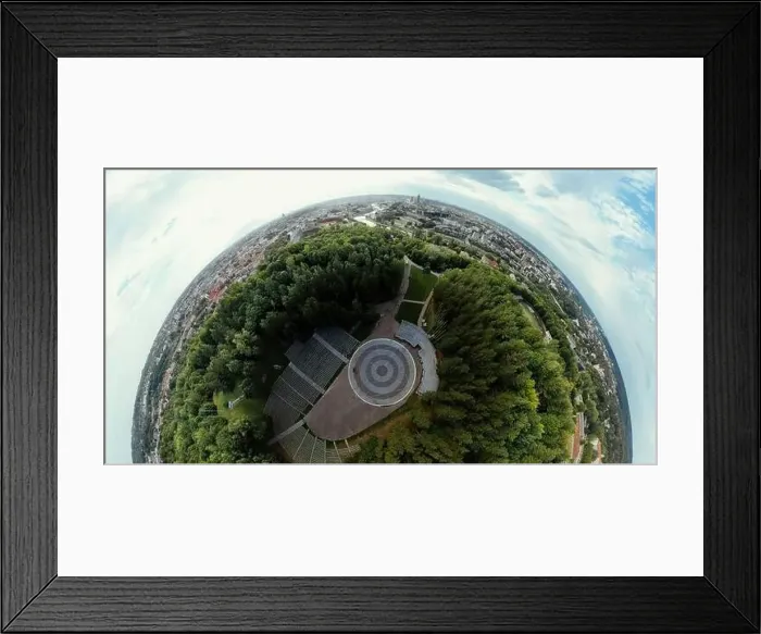 Framed Print : Park on the hill in Vilnius city, the historic center of Lithuania, European city. 360 VR panorama