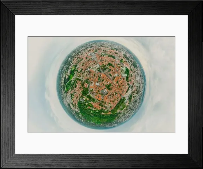 Framed Print : Vilnius Old town, the historic center of Lithuania, European city. 360 VR panorama Framed Print : Vilnius Old town, the historic center of Lithuania, European city. 360 VR panorama