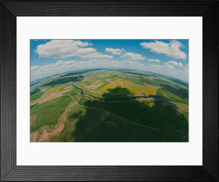 Framed Print : Green forest and green field in Lithuania, 360 VR Sphere