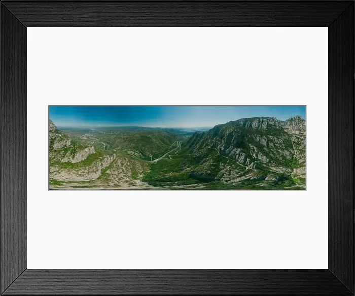Framed Print : Montserrat monastery and Road in Spain Mountains, nature and historical buildings near Barselona. 360 vr Drone shot Framed Print : Montserrat monastery and Road in Spain Mountains, nature and historical buildings near Barselona. 360 vr Drone shot