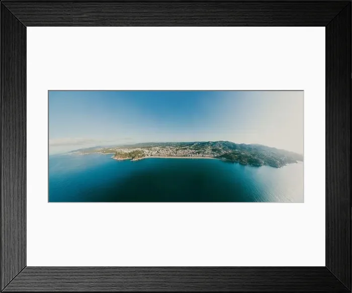 Framed Print : Lloret de Mar on Mediterranean Sea in summer Spain. 360 vr Drone shot Framed Print : Lloret de Mar on Mediterranean Sea in summer Spain. 360 vr Drone shot