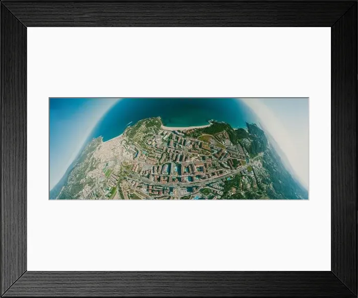 Framed Print : Lloret de Mar City on Mediterranean Sea in summer Spain. 360 vr Drone shot Framed Print : Lloret de Mar City on Mediterranean Sea in summer Spain. 360 vr Drone shot
