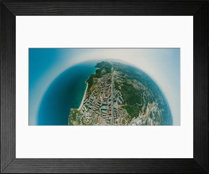 Framed Print : Lloret de Mar City on Mediterranean Sea in summer Spain. 360 vr Drone shot Framed Print : Lloret de Mar City on Mediterranean Sea in summer Spain. 360 vr Drone shot