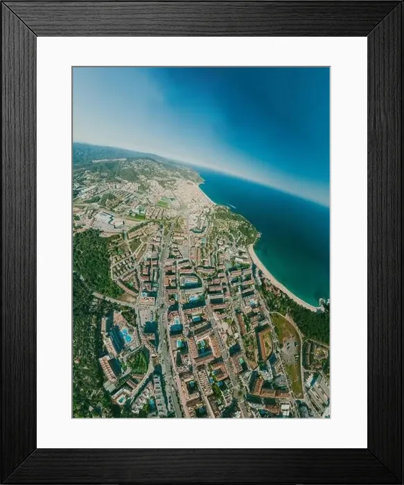Framed Print : Lloret de Mar City on Mediterranean Sea in summer Spain. 360 vr Drone shot Framed Print : Lloret de Mar City on Mediterranean Sea in summer Spain. 360 vr Drone shot