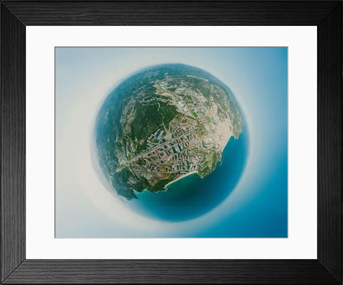 Framed Print : Lloret de Mar City on Mediterranean Sea in summer Spain. 360 vr Drone shot Framed Print : Lloret de Mar City on Mediterranean Sea in summer Spain. 360 vr Drone shot