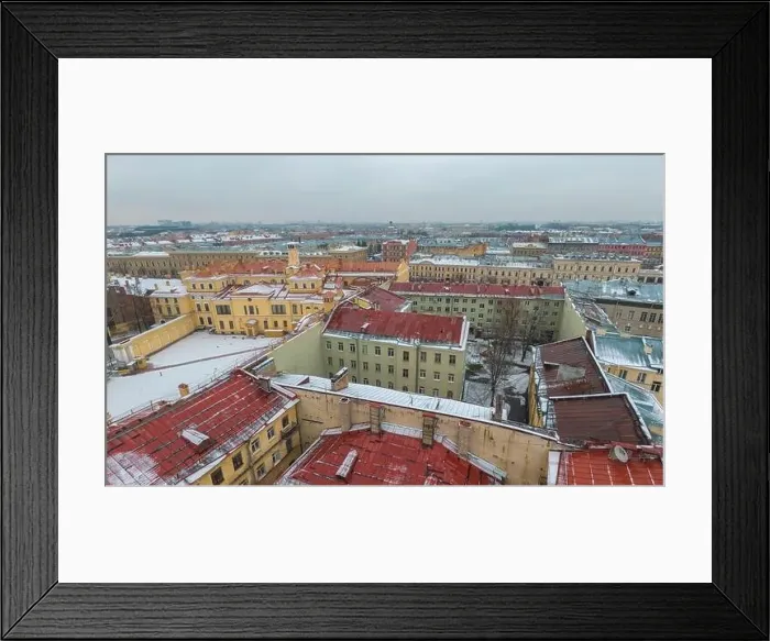 Framed Print : St. Petersburg in winter, view from above. Shot on a drone Framed Print : St. Petersburg in winter, view from above. Shot on a drone