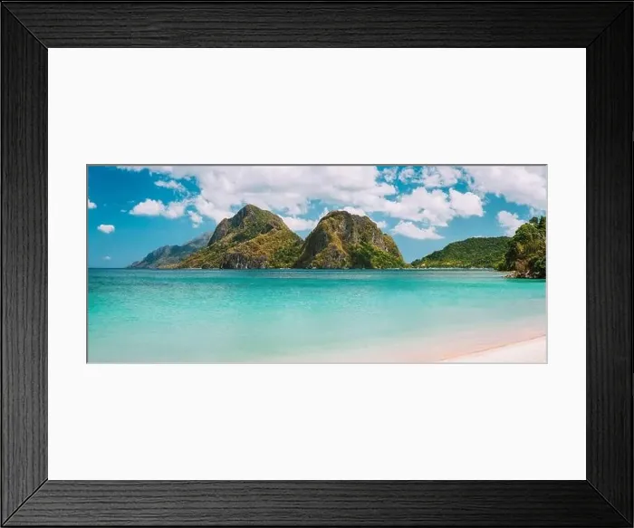Framed Print : El Nido, Corong Corong beach with massive limestone mountain ridge top with blue lagoon in front. Palawan, Philippines Framed Print : El Nido, Corong Corong beach with massive limestone mountain ridge top with blue lagoon in front. Palawan, Philippines
