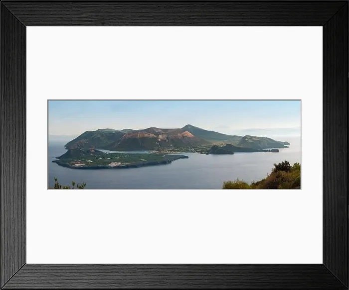 Framed Print : panoramic view of sulphurus vulcano aeolian island, italy Framed Print : panoramic view of sulphurus vulcano aeolian island, italy