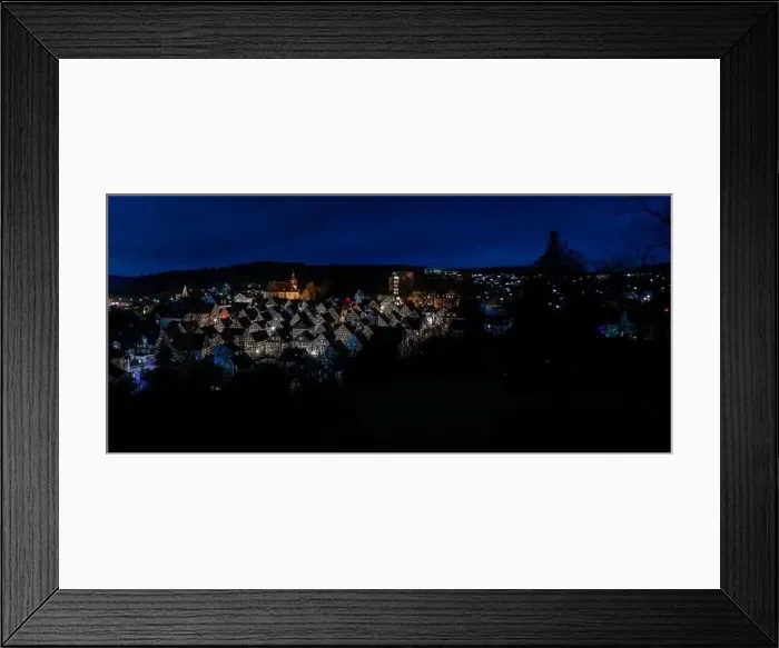 Framed Print : View of the historical town Freudenberg by night, NRW, Germany Framed Print : View of the historical town Freudenberg by night, NRW, Germany